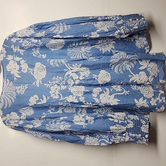 House Of Lacuna Womens Blue Floral Tuscany Boho Romantic Feminine Top Sz M/L - Picture 4 of 13